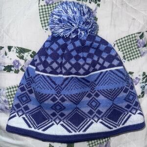 NWT Girl’s Small LL Bean Snowscape Pom Pom Fleece Lined Winter Hat